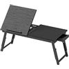 HOMCOM Supporto Monitor Inclinabile e Regolabile con Cassetto Laterale, in Legno, 83.5x33x23.5-34 cm, Nero | Aosom Italy
