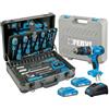 FERVI S.P.A. Fervi Kit Trapano a percussione 20V con Trolley portautensili 135 pezzi