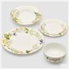 EDG Enzo De Gasperi Set Piatti Fiori Mix Fondi, Piani, Frutta, Ciotole 24 Pz Giallo Verde