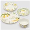 EDG Enzo De Gasperi Set Piatti Limoni Fondi, Piani, Frutta, Ciotole 24 Pz Bianco Giallo