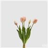 EDG Enzo De Gasperi Bouquet 5 Tulipani con Foglie Artificiali H 40 Cm Pink