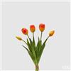 EDG Enzo De Gasperi Bouquet 5 Tulipani con Foglie Artificiali H 40 Cm Orange Red