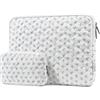 MOSISO 13-14 pollici Custodia Laptop,13,3 pollici Borsa Imbottita PC Compatibile con Air 13.6/Pro 13/Pro 14, HP Dell ASUS Lenovo,Borsa Trasporto Quilted Square&Custodia Piccola, Fiore Blu Affascinante