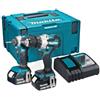 Makita DLX2507TJ 18V Li-Ion LXT Brushless 2 Pezzi Combo Kit Completo di 2 x 5.0Ah Batterie e Caricatore Fornito in una Custodia Makpac