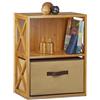 Relaxdays 10020273_340 Scaffale con Cestino per il Bagno, 2 Ripiani, Legno, Box Pieghevole, HxLxP: 54 x 42 x 29 cm ca.
