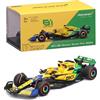 Burago Bburago - McLaren MCL38#81 Oscar Piastri Monaco GP 2024 Senna 30th Anniversary, Auto Diecast Scala 1:43 con Casco e Teca Espositiva, Livrea Speciale, Licenza Ufficiale McLaren, Età 14+ Anni