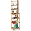 Relaxdays Scaffale da Bagno, in bambù, HxLxP: 180 x 44 x 33 cm, 7 Ripiani, Mobile da Terra da Cucina, Marrone Naturale