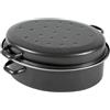 Krüger Haushaltswaren Krüger Rostiera per anatra, ovale, 38cm, con coperchio forato