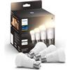 Philips Hue White Lampadina Smart LED, Attacco E27, 9 W, Luce Bianca, Dimmerabile, Controllo con Bluetooth e Hue App, Funziona con Alexa, Google Assistant e Apple HomeKit, Pack da 4