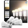 Philips Hue LED A60 (Confezione da 4), Lampadine smart con luce bianca calda E27, Luci smart da 9,5 W e 810 lumen, Lampadine intelligenti compatibile con Alexa, Google Assistant e Apple Home