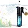 EXLECO Filtro Interno Acquario 4 in 1 con Lampada UVC da 9W, Aeratore 700 L/h 20W, Include Pompa Acqua, Skimmer e Materiale, Ossigenatore per Tartarughiera per Tartarughe d'Acqua 150-300 Litri