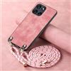 YANJIEER ESONG Cover per Motorola MOTO G86 Case con Cordino Cinturino,Custodia In Pelle Caso per Donna ragazze Con Tracolla Collana,Catena Laccio Case,Ultra Sottile Antiurto Shell Rosa