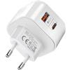 joonnair Caricatore USB da Muro 2 Porte, Presa USB C + USB A 5V 3A, Spina US B, Alimentatore US B per Cellulare, Orologio Smartphone, Tablet MP3-MP4 Player