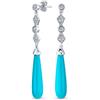 Bling Jewelry Elegante Lungo Lineare Cubic Zirconia Cz Blu Stabilizzato Turchese Allungato Teardrop Chandelier Orecchini Occidentali Per Le Donne .925 Sterling Silver