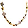 Femmorya Collana geometrica con occhio di tigre da donna, ciondolo dorato con catena fine, gioiello moderno minimalista per l'uso quotidiano e occasioni speciali, Misura unica, Metallo, Nessuna pietra
