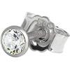 NKlaus Orecchini a perno singolo 3,0mm oro bianco 585 oro 14 carati orecchino cristallo zircone bianco 2073