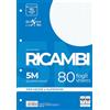 Pigna 00629065M, Ricambio non rinforzato, Rigatura 5M, quadretti 5 mm per 2° e 3° elementare, Carta 80g/mq, Pacco da 80 Fogli