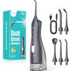COSLUS C20 Idropulsore Dentale Portatile Senza Fili, 300 ML Irrigatore Idropulsore Ricaricabile Foppio Flusso Impermeabile IPX7 Water Orale Flosser Pulizia Denti Ideale per Viaggi a Casa Grigio chiaro