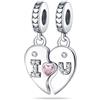 TINSLO Bead Charm Ciondolo Argento Sterling 925 con Cubic Zirconia Pendenti per Pandora Braccialetti, Compatibile con Braccialetti e Collane europei