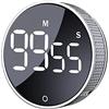 AVINIA Timer da cucina grande LED magnetico con conto alla rovescia, timer visivo, facile per bambini, anziani, insegnanti e per la classe, per cucinare fitness, per insegnare il bagno argento