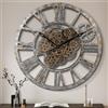 Lafocuse Orologio da Parete Grande Ingranaggio Mobile, Industriale Steampunk Legno Vintage Marrone, Retro Numeri Romani 57 cm per Soggiorno Bar Cucina Ufficio