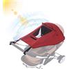 Furforstk parasole passeggino universale con protezione UV 50+ ombrello impermeabile finestrella e alette, rosso