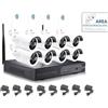 zencocco KIT VIDEOSORVEGLIANZA WIRELESS FULL HD 8 TELECAMERE WIFI REMOTO IP 5G DVR NVR