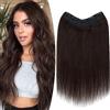 TESS Extension Capelli Veri Clip Castano 45 cm, Modulo U aggiornato Extension Clip Capelli Veri Fascia Unica 5 Clips Extension Capelli Clip 70 g #2 Marrone scuro per Donna