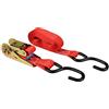 LAS 10317 - Cinghia con Velcro e cricchetto, 25 mm x 5 m, 500 kg Nero/rosso