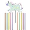 Folat 68380 Candele Unicorns & Rainbows 10cm - 11 pezzi