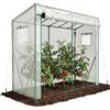 VOUNOT® Serra da Giardino a Tetto Inclinato 200x77x170 cm, Porta Avvolgibile e 2 Finestre Laterali, Copertura PE Rinforzato 135g/m² e Telaio in Acciaio per Pomodori, Orto, Fiori e Piante, Bianco