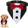 JYNVO Bandana da Smoking per Cani Collare Bandana da Matrimonio Formale per Cani, Triangolare per Bandana, per Medio, Grande per Matrimoni, Feste, Compleanno, M, rosso