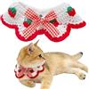 Floruvia Collare per Gatti con Chiusura di Sicurezza, Collare Regolabile per Gattini con Fiocco e Motivo Fragola per Piccoli Animali (Bianco)