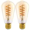 Eglo LED E27 dimmerabile, lampadina a spirale, lampada vintage ambrata per illuminazione retrò, 4 Watt (equivalente a 25 Watt), 245 Lumen, illuminante bianco caldo, 2200k, Edison ST64, Ø 6,4 cm