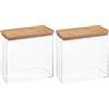 5 five simply smart 5five - contenitore rettangolare eske con coperchio in bambù 3l (Confezione da 2)