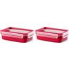 Emsa Contenitore per microonde Clip & Micro 517772 | Valvola per microonde | 0,8 L | Scatola per il pranzo | Misura integrata | Prodotto in Germania | Rosso/Trasparente (Confezione da 2)