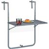 Relaxdays Tavolino da Balcone Pieghevole, 59,5 x 60 cm, Mini Tavolo Appeso, Regolabile in Altezza, Salvaspazio, Grigio