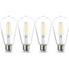 Amazon Basics Lampadina a LED vintage, ST64, attacco Edison E27, 7 W (equivalente a 60 W), con filamento chiaro, confezione da 4, non dimmerabili, Luce Bianca Calda