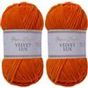 Utopia Crafts Velvet Lux Chenille Super Soft Chunky Yarn for Knitting and Crochet, 100g - 110m (Rusty Orange) (Confezione da 2)