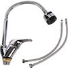 SQUADO Rubinetto Cucina a Canna Alta Flessibile Pieghevole - Miscelatore Monocomando Orientabile 360° con Doccetta a Doppio Getto - Ottone Cromato Monoforo