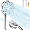 REETEE Soffione Doccia Anticalcare,Soffione Doccia con Filtro a 15 Fasi, 8+2 Modalità di Spruzzo Soffione Doccia ad Alta Pressione e Risparmio Idrico, Doccia Soffione con Doccetta (Argento)