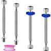 TIANLIN 4 Pezzi Tubo Flessibile Acciaio Inossidabile 304, Maschio 3/8 Pollice X Femmina 1/2 Pollice Raccordi e Prolunga Tubo Flessibile Femmina 1/2 Pollice, per Rubinetto, Bagno Toilette (Argento/20cm