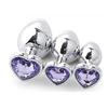 BONDAGERIE® Plug anale con brillante a forma di cuore, colore lilla, sacchetto incluso, Taglia Taglia: Kit 3 Plugs