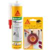 SIKA - Kit Fissaggio e Incollaggio Potente: 1x Sikabond Mammoth Crystal (1.5m), Nastro Biadesivo + 1x SikaBond-115 Strong Fix (300ml), Adesivo Ultra Resistente
