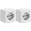 Electraline 60472 Contenitore da superficie FIXA con presa P40 (Schuko+10/16A), Bianco, IP40, compatibile per installazione con tubo rigido e canalina (Confezione da 2)