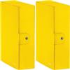 Leitz - Scatola portadocumenti con chiusura a bottone, Cartella progetti in cartone plastificato, Giallo, 24 x 35 x 10 cm, 39680016 (Confezione da 2)