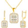 MICMIF Parure Gioielli Donna in Argento 925, Collana Ciondolo Quadrato Orecchini Set, Collana e Orecchini Pendenti Zircone Bianco, Gioielli Festa per Mamma Moglie Fidanzata