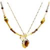 Femmorya Collana geometrica con occhio di tigre da donna, ciondolo dorato con catena fine, gioiello moderno minimalista per l'uso quotidiano e occasioni speciali, Misura unica, Metallo, Nessuna pietra