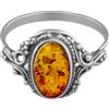 Designer Inspirations Boutique Vintage ovale ambra anello in argento Sterling ornato vittoriano impostazione l-r disponibili - arancione marrone, argento, 54 (17.2), cod. R6642B-M&M-CME-N