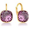 MŚ 1997 MENNICA ŚWIDNICKA Square Stupendi orecchini con comoda chiusura realizzati in argento sterlina 925 placcati con oro a 24 carati regalo per la Festa della Mamma, compleanni, onomastici o anniversari (Fuchsia)